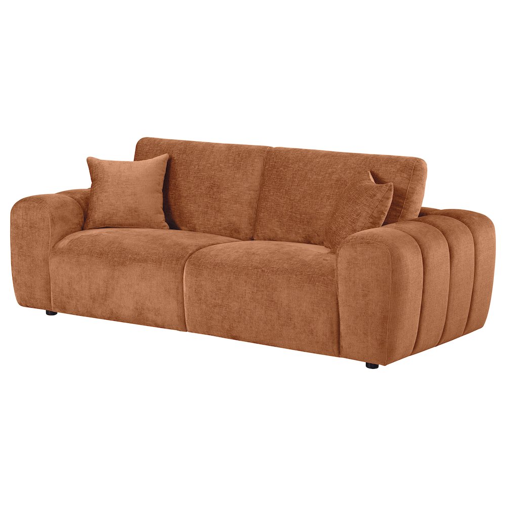 Burnett Chenille Upholstered Wide Arm Sofa Burnt Orange. Picture 3