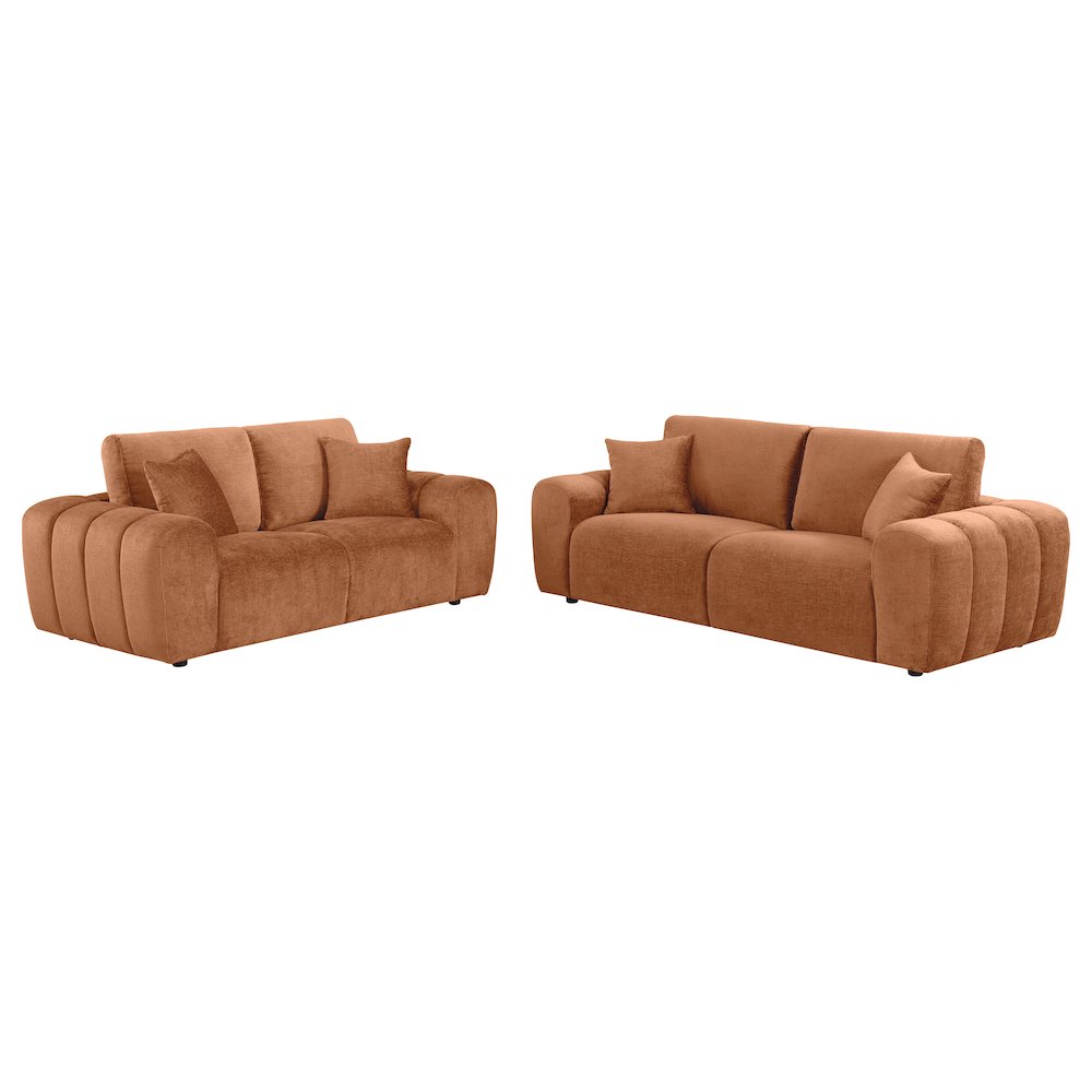 Burnett 2-piece Chenille Upholstered Sofa Set Burnt Orange. Picture 1
