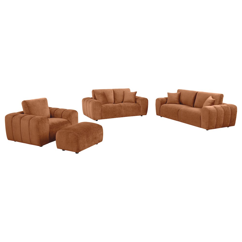 Burnett 4-piece Chenille Upholstered Sofa Set Burnt Orange. Picture 1
