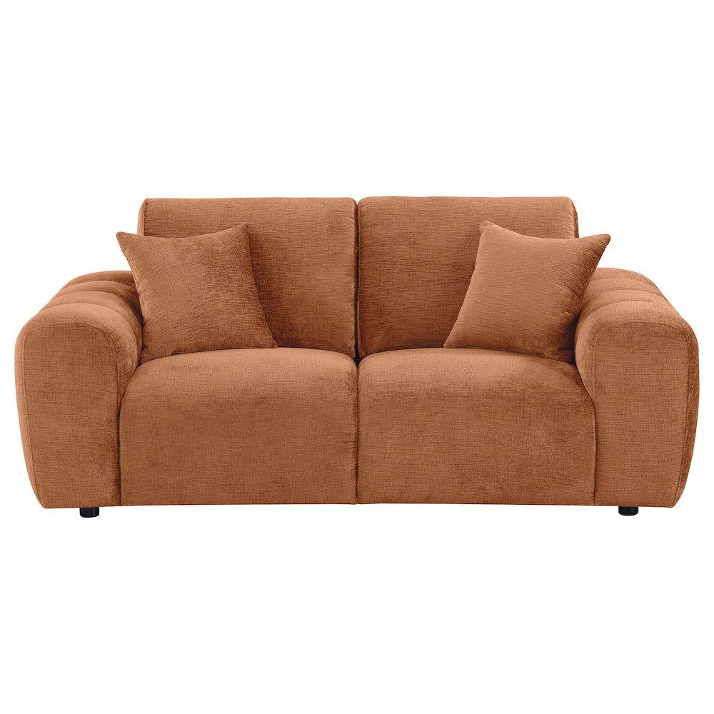 Burnett Chenille Upholstered Wide Arm Loveseat Burnt Orange. Picture 2