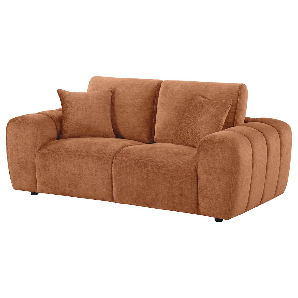 Burnett Chenille Upholstered Wide Arm Loveseat Burnt Orange. Picture 3