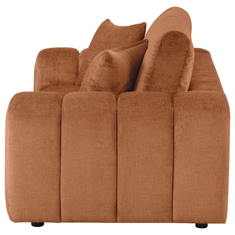 Burnett Chenille Upholstered Wide Arm Loveseat Burnt Orange. Picture 4