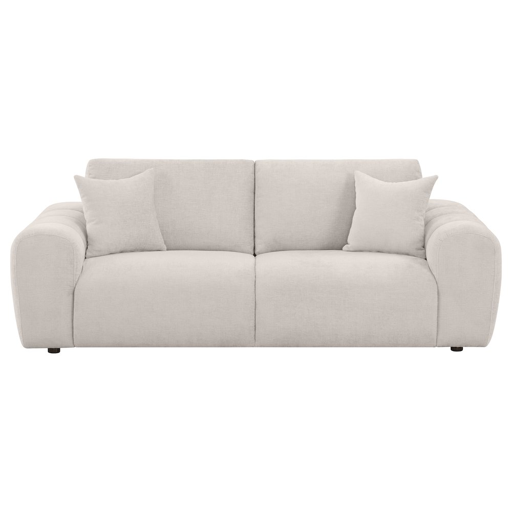 Burnett Chenille Upholstered Wide Arm Sofa Ivory. Picture 2