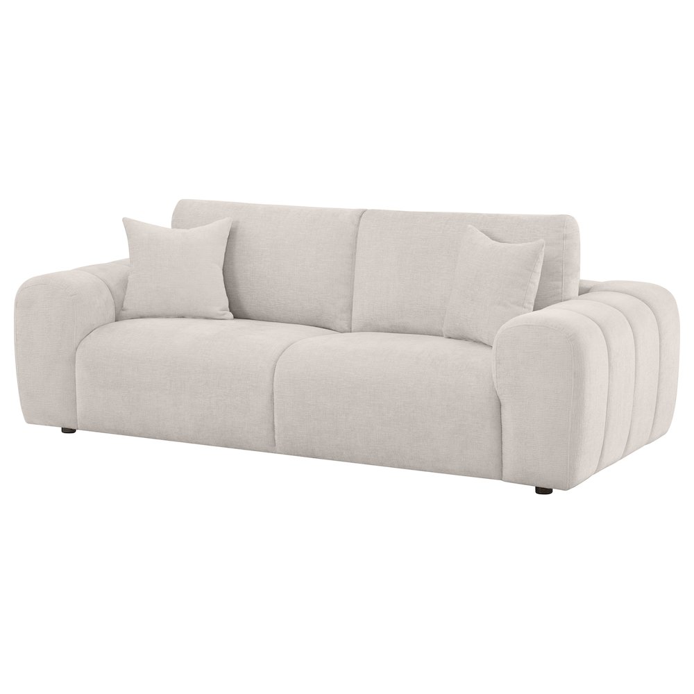 Burnett Chenille Upholstered Wide Arm Sofa Ivory. Picture 3