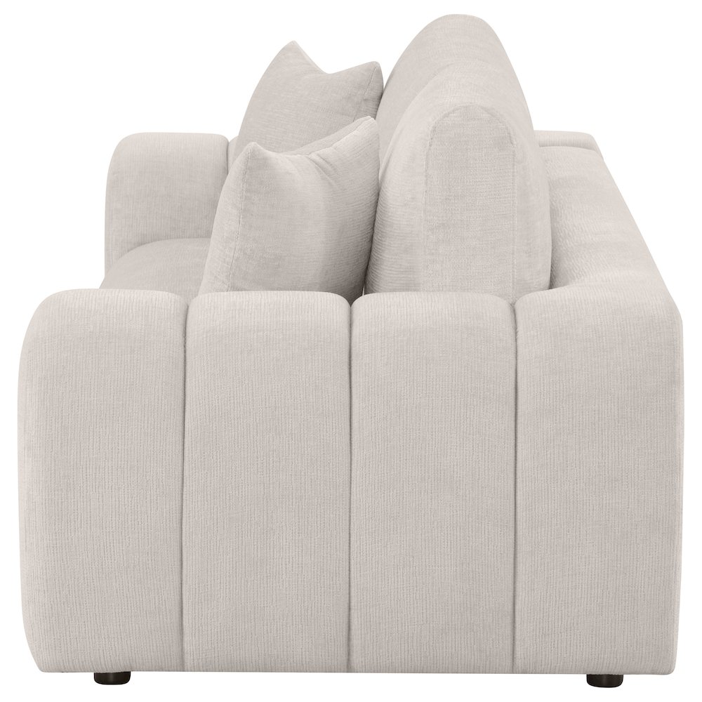 Burnett Chenille Upholstered Wide Arm Sofa Ivory. Picture 4