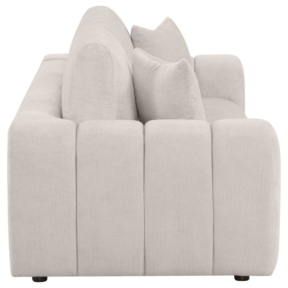 Burnett Chenille Upholstered Wide Arm Sofa Ivory. Picture 7