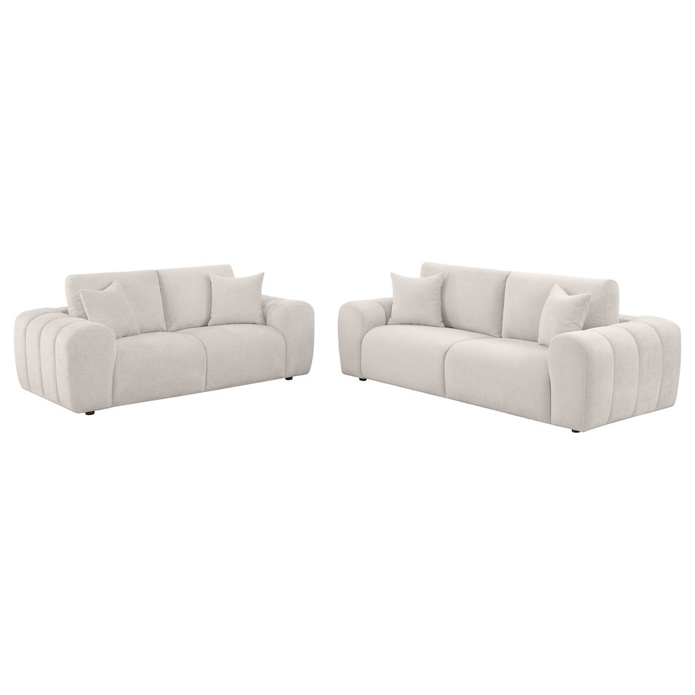 Burnett 2-piece Chenille Upholstered Sofa Set Ivory. Picture 1