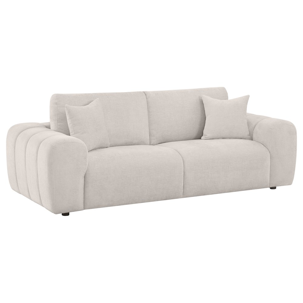 Burnett 3-piece Chenille Upholstered Sofa Set Ivory. Picture 2