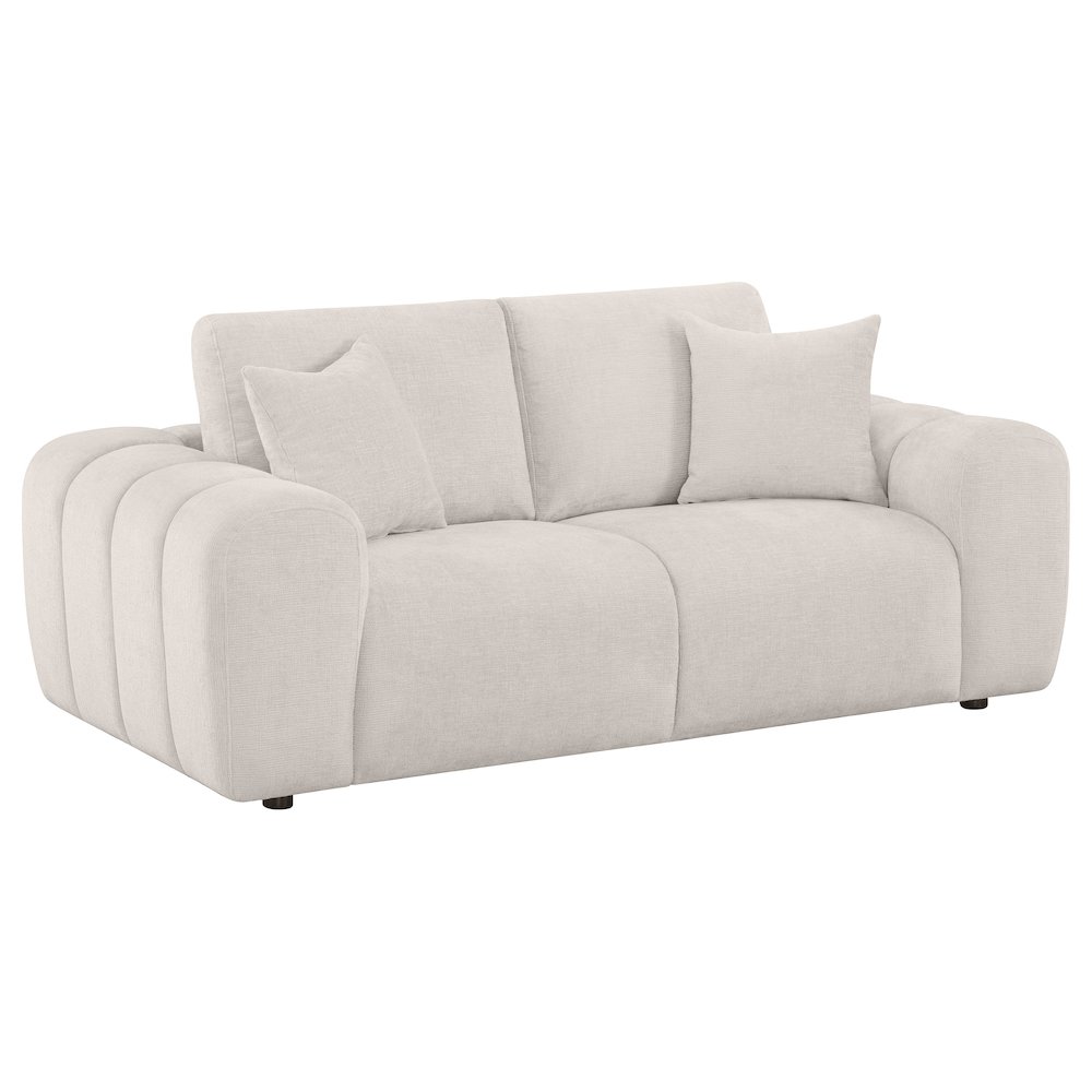 Burnett 3-piece Chenille Upholstered Sofa Set Ivory. Picture 4