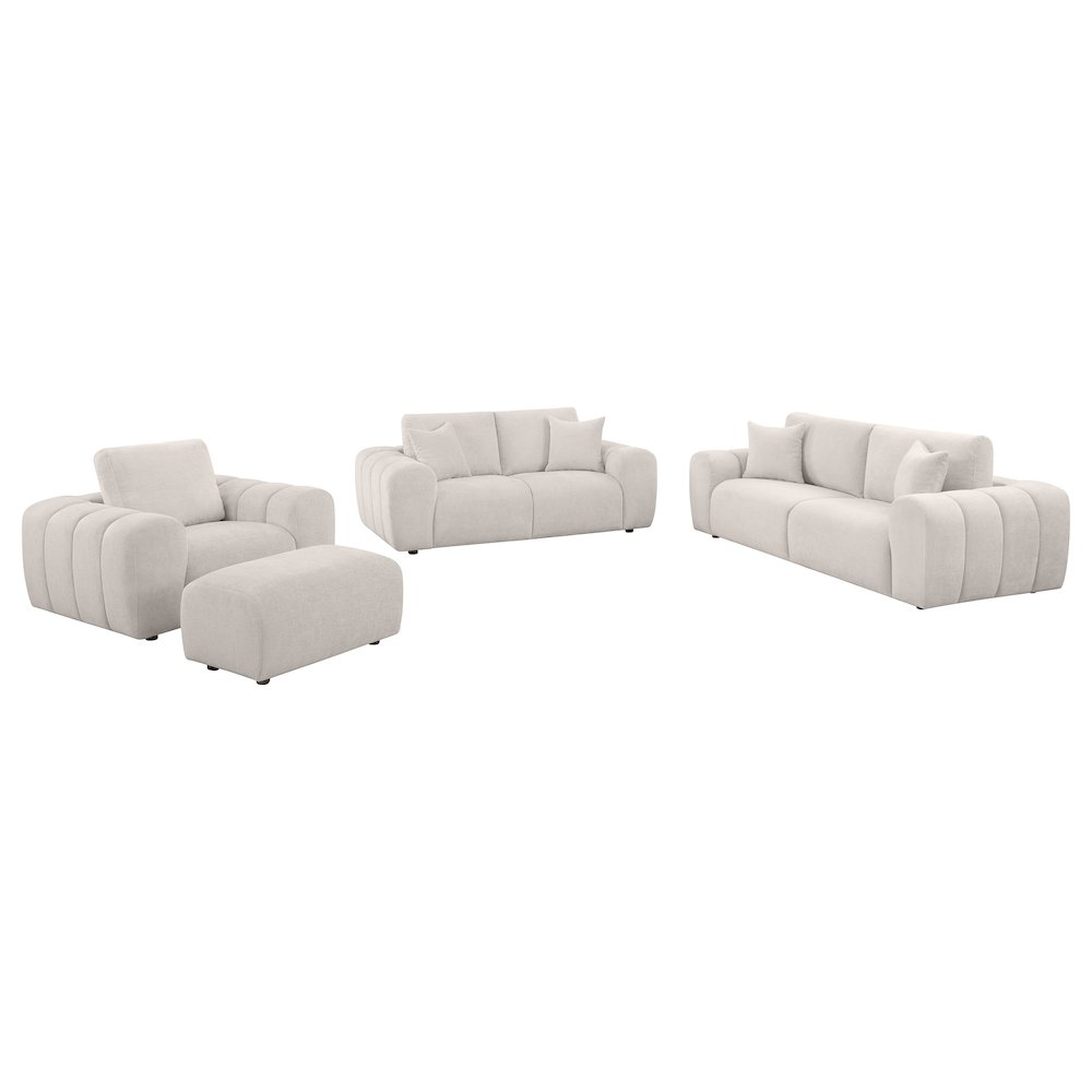 Burnett 4-piece Chenille Upholstered Sofa Set Ivory. Picture 1