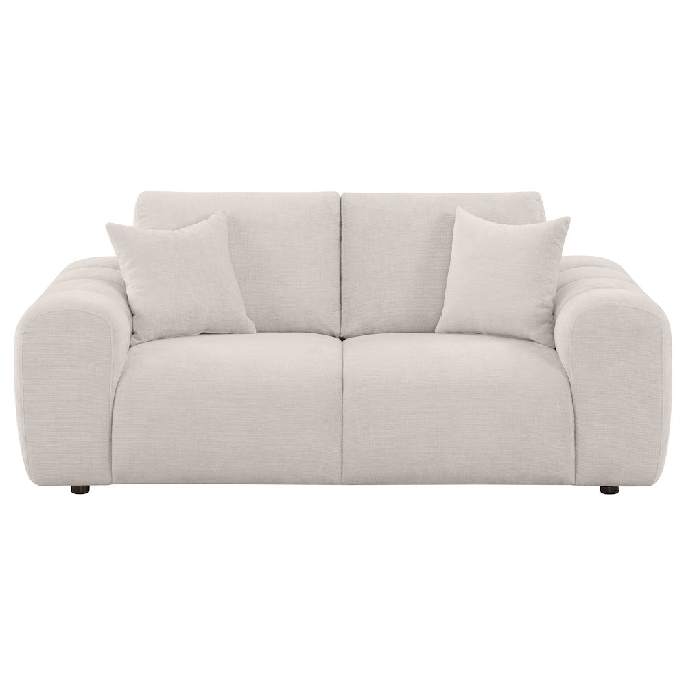 Burnett Chenille Upholstered Wide Arm Loveseat Ivory. Picture 2
