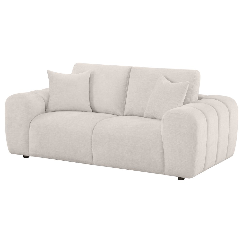 Burnett Chenille Upholstered Wide Arm Loveseat Ivory. Picture 3