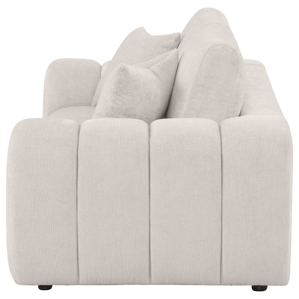 Burnett Chenille Upholstered Wide Arm Loveseat Ivory. Picture 4