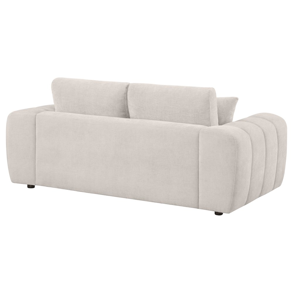 Burnett Chenille Upholstered Wide Arm Loveseat Ivory. Picture 6