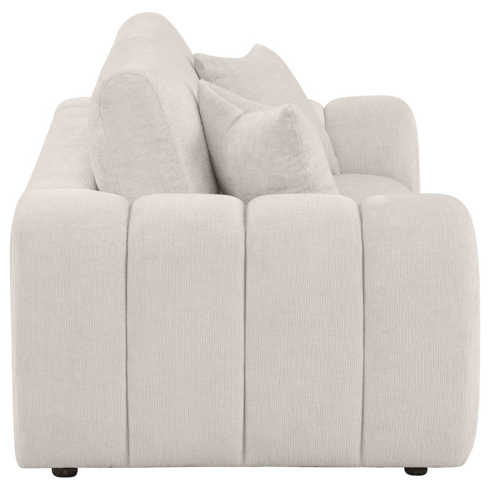 Burnett Chenille Upholstered Wide Arm Loveseat Ivory. Picture 7