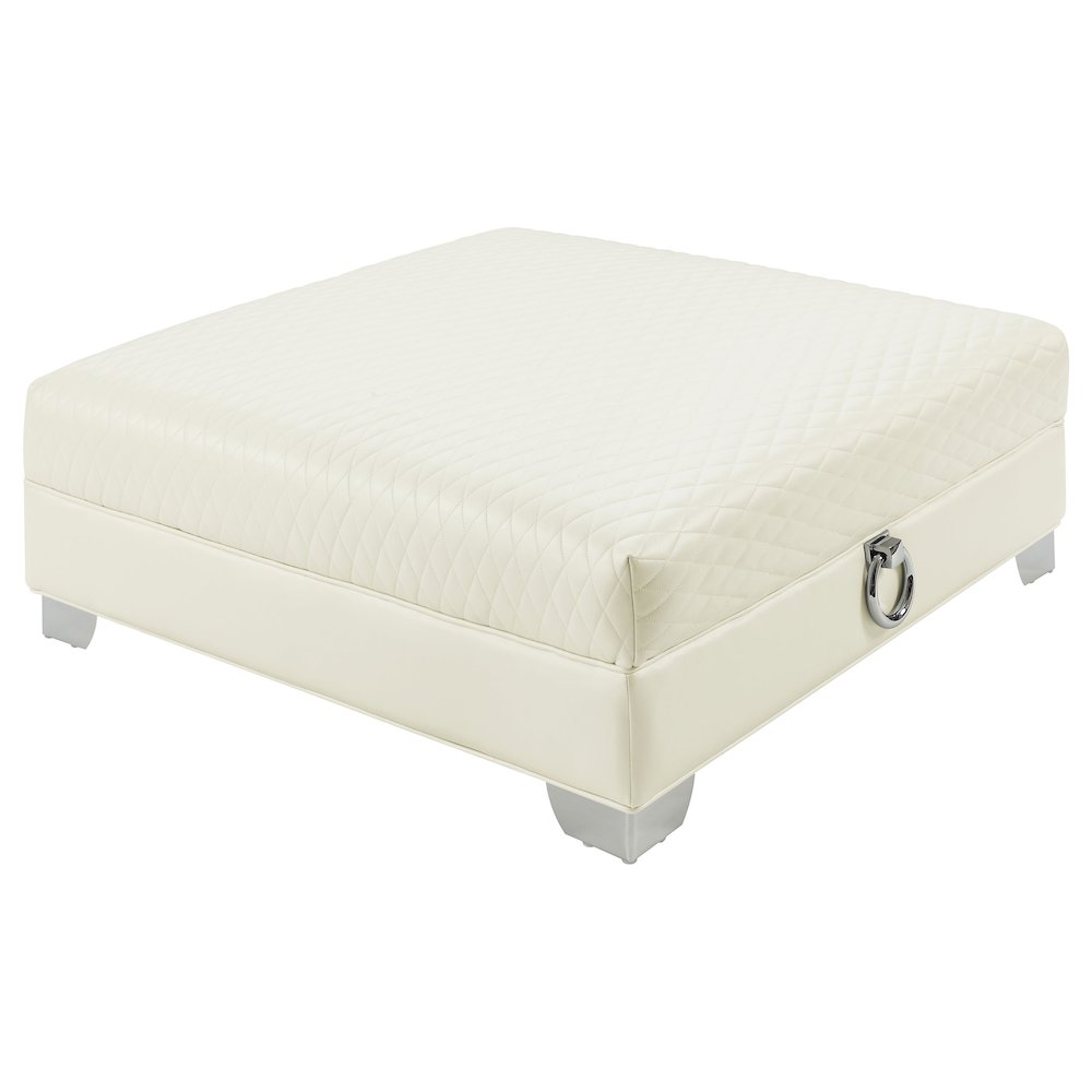 Chaviano Square Upholstered Ottoman Pearl White. Picture 1