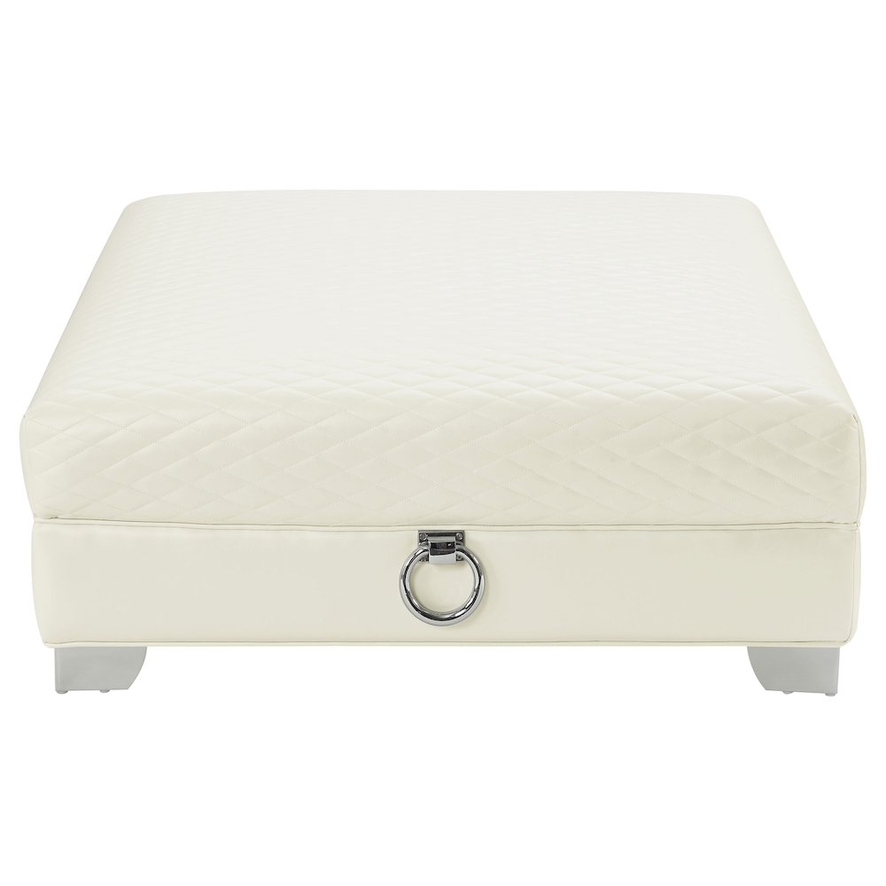 Chaviano Square Upholstered Ottoman Pearl White. Picture 3