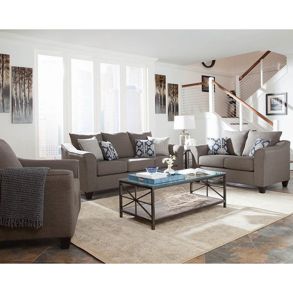 Salizar Upholstered Flared Arm Loveseat Charcoal Grey. Picture 7