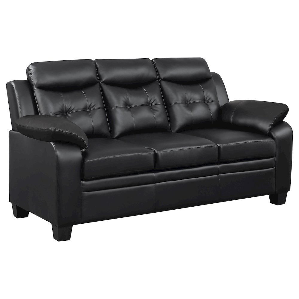 Finley Upholstered Padded Arm Tufted Sofa Black. Picture 1