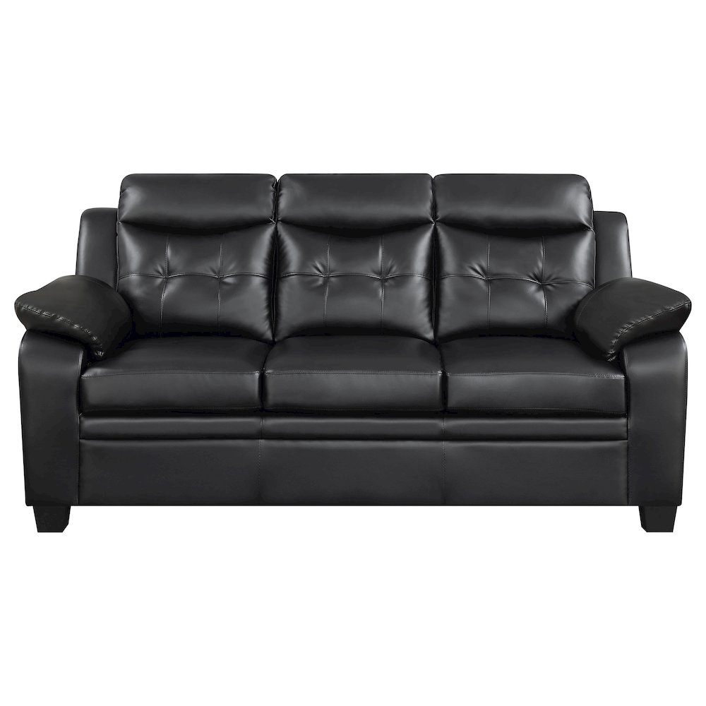Finley Upholstered Padded Arm Tufted Sofa Black. Picture 3