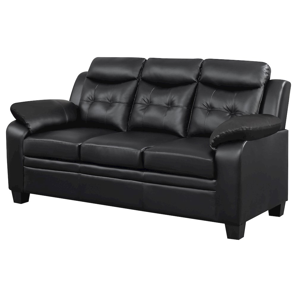 Finley Upholstered Padded Arm Tufted Sofa Black. Picture 4