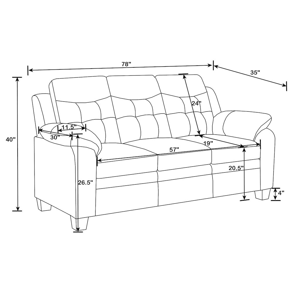 Finley Upholstered Padded Arm Tufted Sofa Black. Picture 11