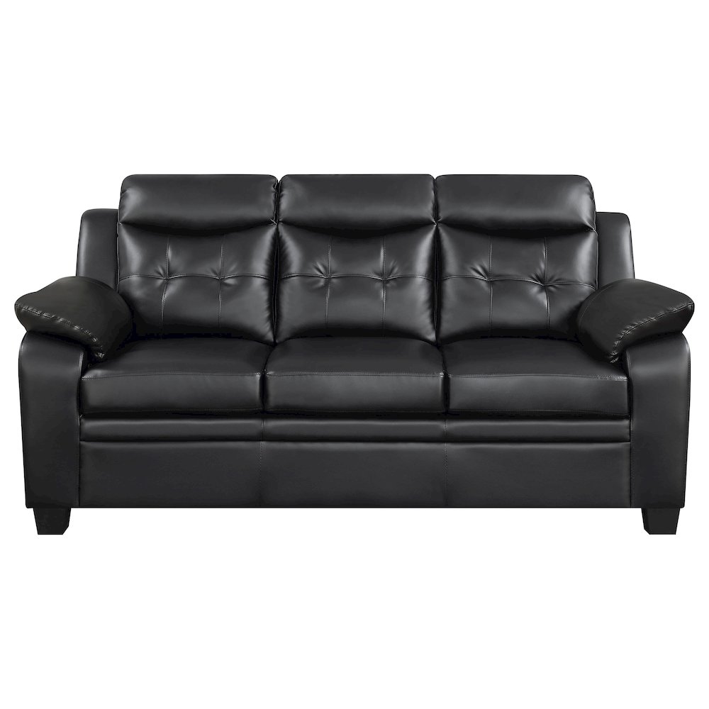 Finley 3-piece Upholstered Padded Arm Tufted Sofa Set Black. Picture 3