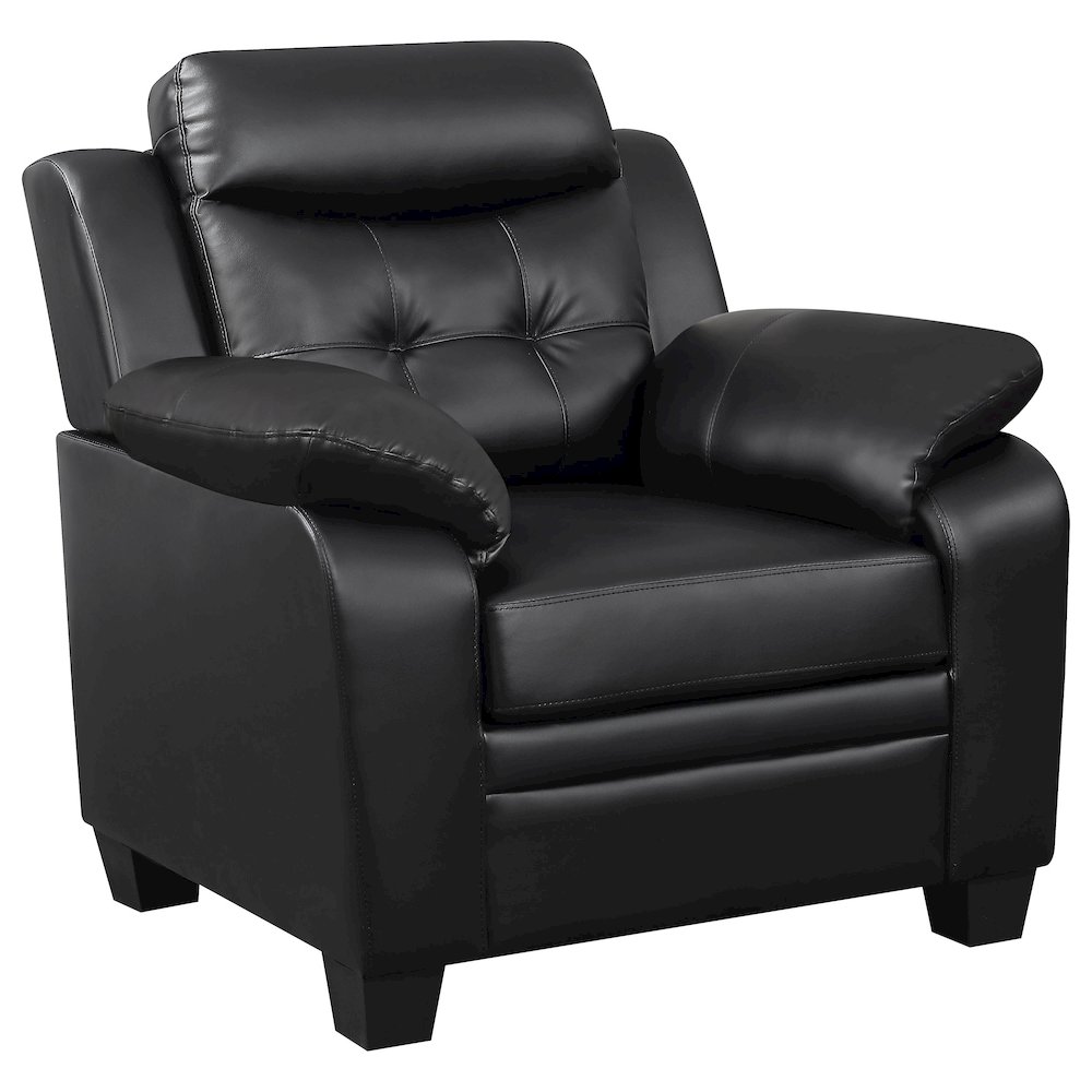 Finley 3-piece Upholstered Padded Arm Tufted Sofa Set Black. Picture 10