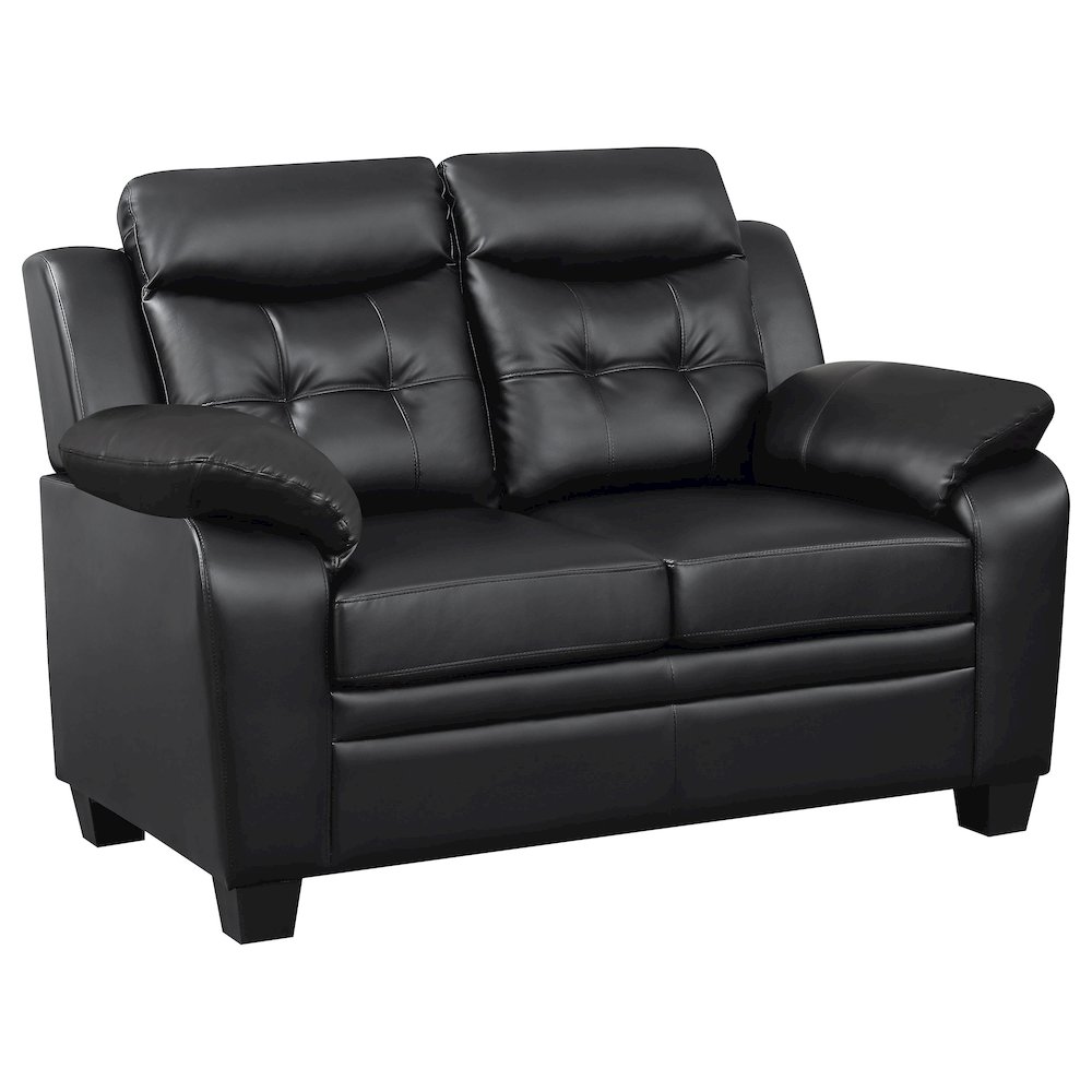 Finley Upholstered Padded Arm Tufted Loveseat Black. Picture 1