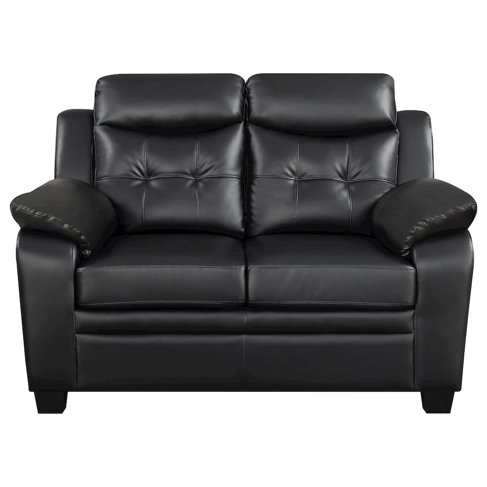 Finley Upholstered Padded Arm Tufted Loveseat Black. Picture 3