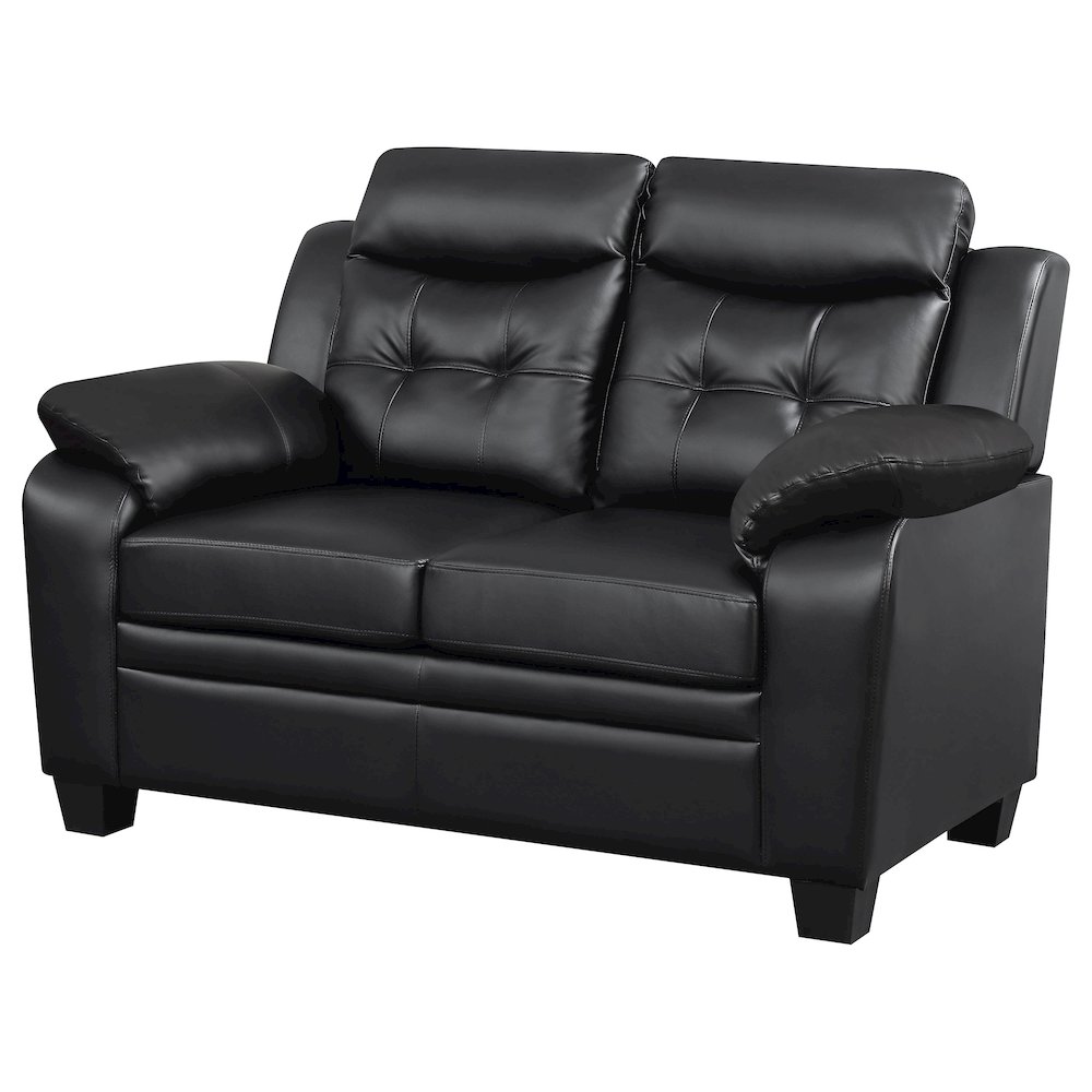 Finley Upholstered Padded Arm Tufted Loveseat Black. Picture 4