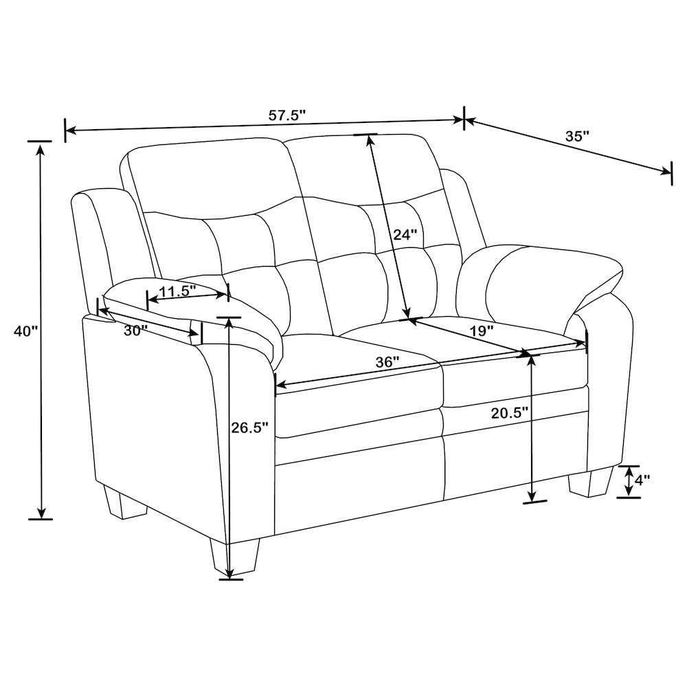 Finley Upholstered Padded Arm Tufted Loveseat Black. Picture 11