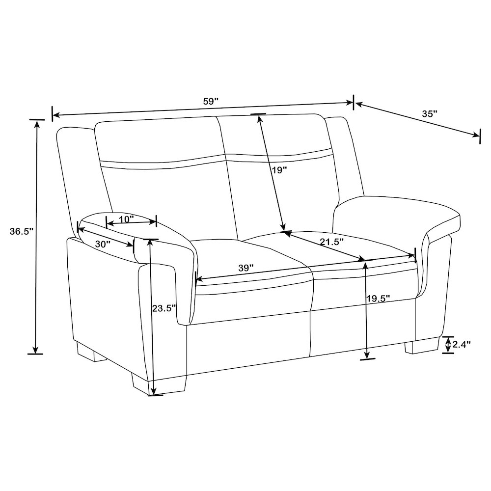 Arabella Upholstered Padded Arm Loveseat Grey. Picture 9