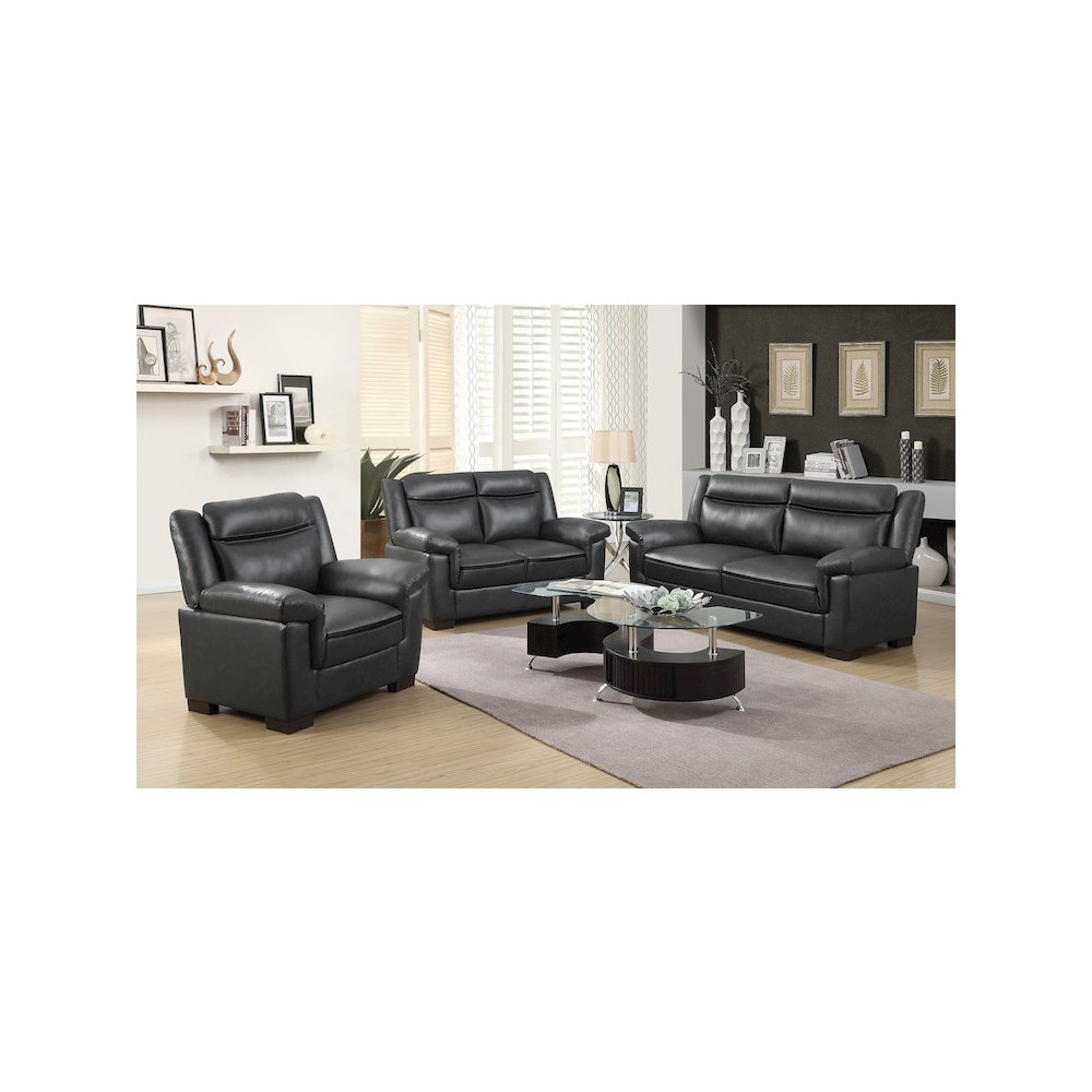 Arabella Upholstered Padded Arm Loveseat Grey. Picture 8