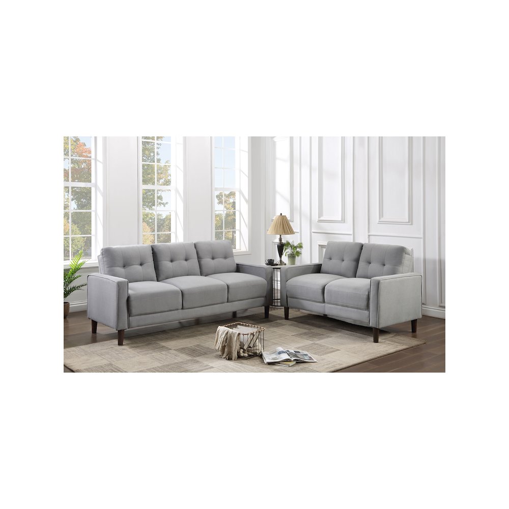 Bowen 2-piece Upholstered Track Arm Tufted Sofa Set Grey. Picture 1