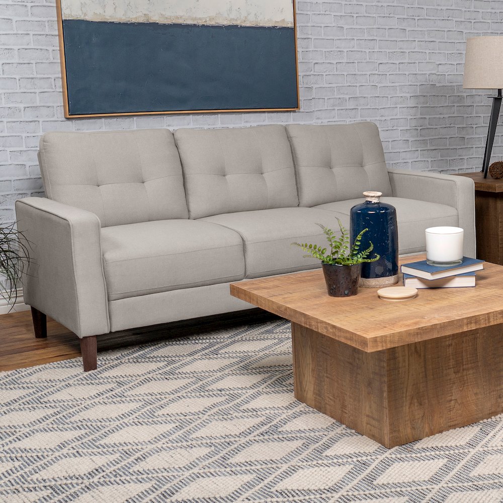 Bowen Upholstered Track Arm Tufted Sofa Beige. Picture 9