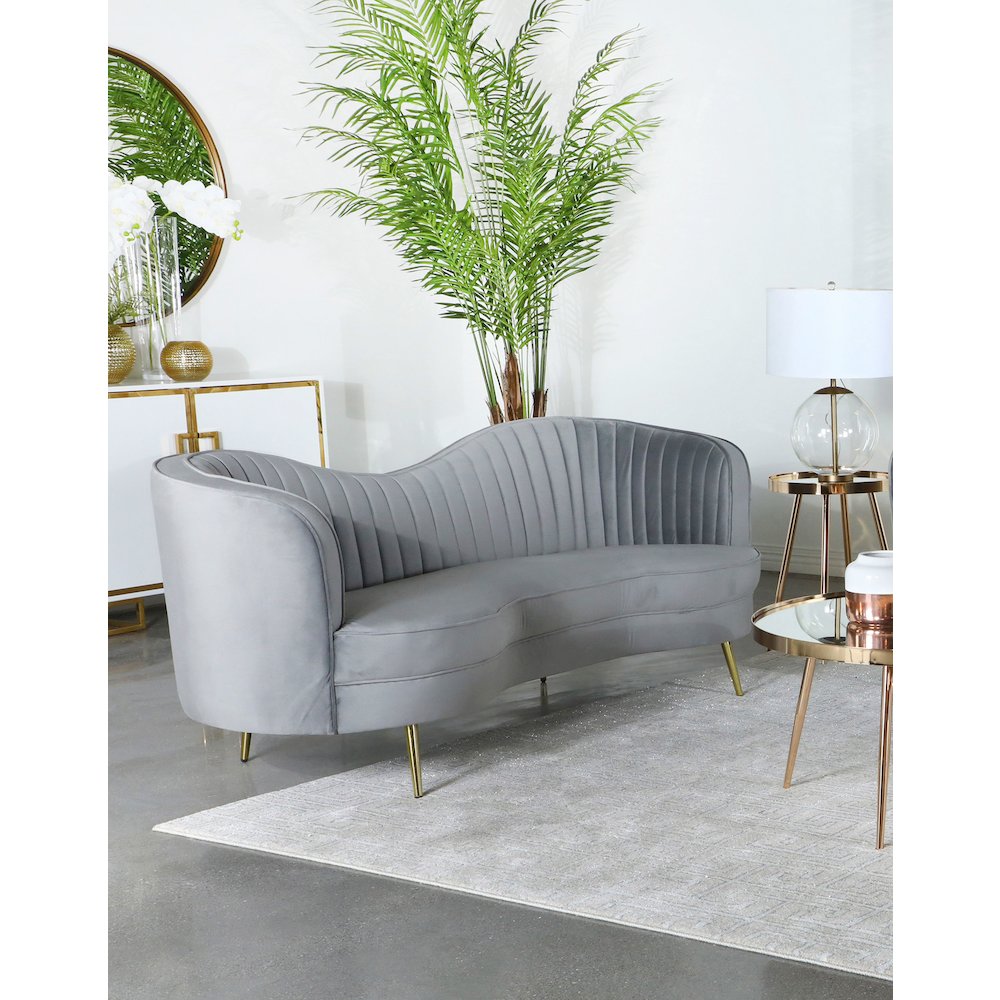 Sophia Upholstered Channel Tufted Sofa Grey. Picture 8