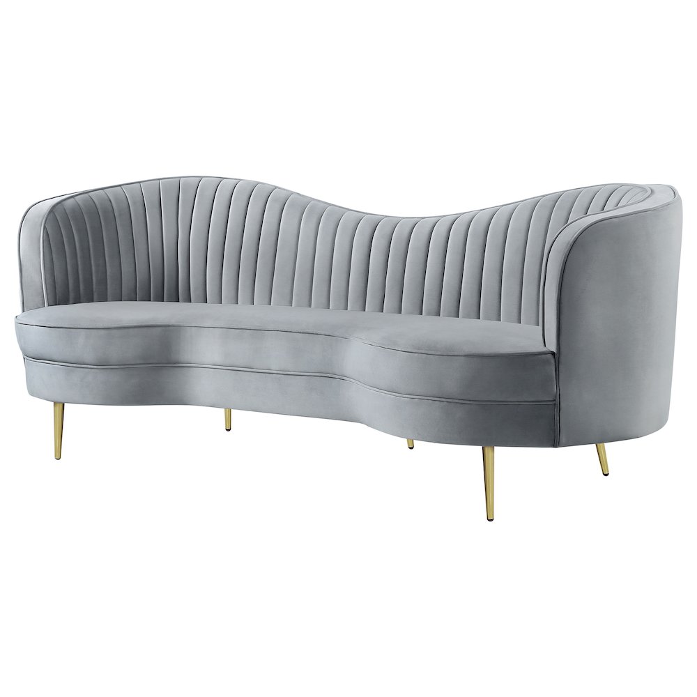 Sophia Upholstered Channel Tufted Sofa Grey. Picture 4
