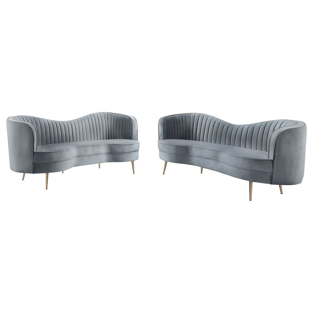 Sophia 2-piece Upholstered Channel Tufted Sofa Set Grey. Picture 1