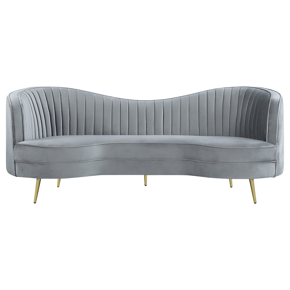 Sophia 2-piece Upholstered Channel Tufted Sofa Set Grey. Picture 3