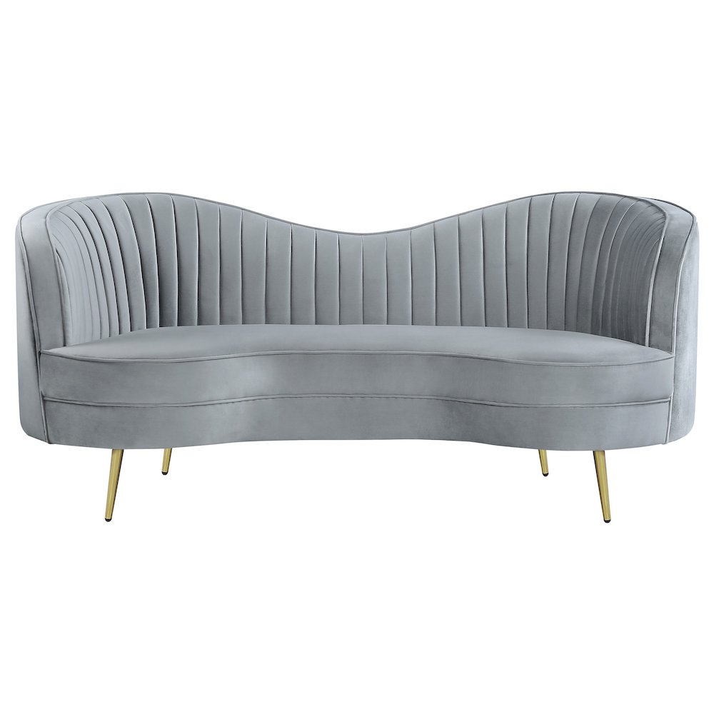 Sophia 2-piece Upholstered Channel Tufted Sofa Set Grey. Picture 7