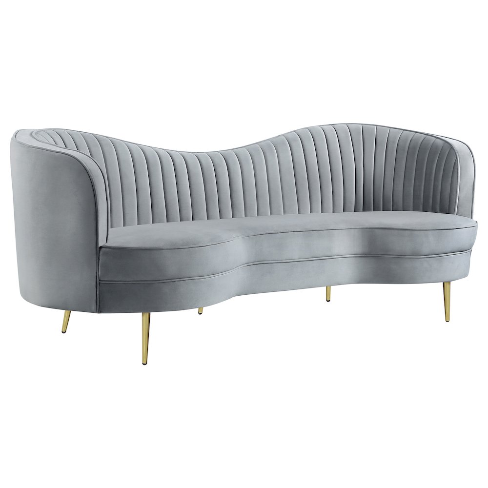 Sophia 3-piece Upholstered Channel Tufted Sofa Set Grey. Picture 2