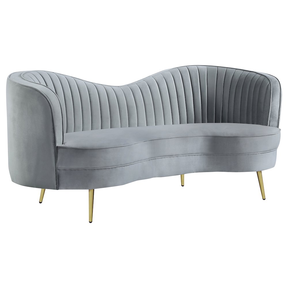Sophia 3-piece Upholstered Channel Tufted Sofa Set Grey. Picture 5