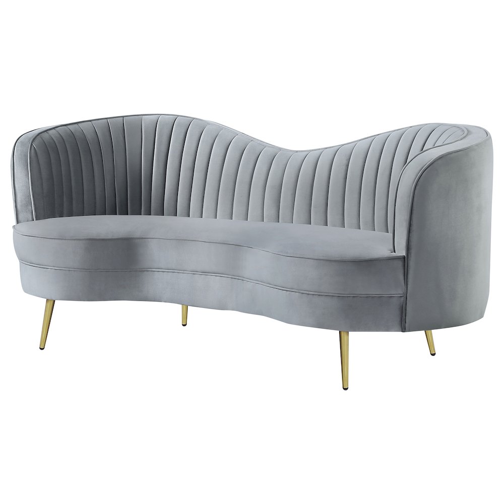 Sophia Upholstered Channel Tufted Loveseat Grey. Picture 4