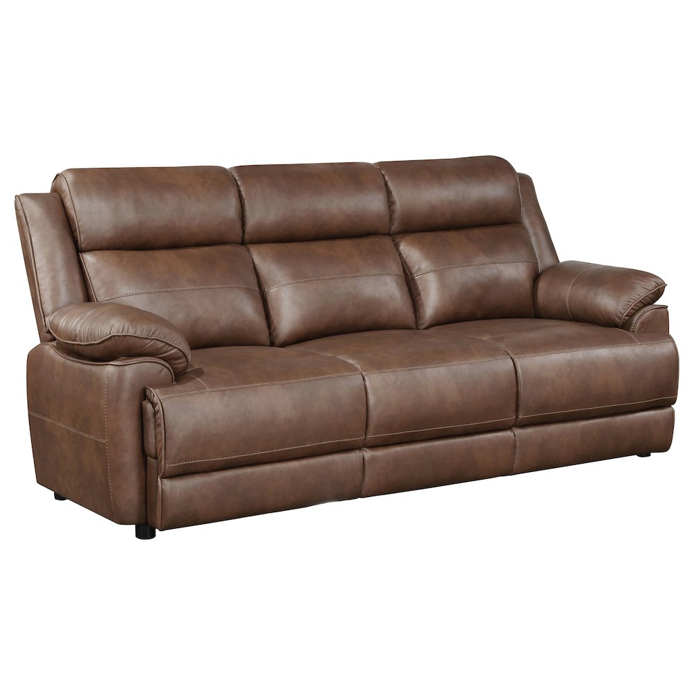 Ellington Upholstered Padded Arm Sofa Dark Brown. Picture 1