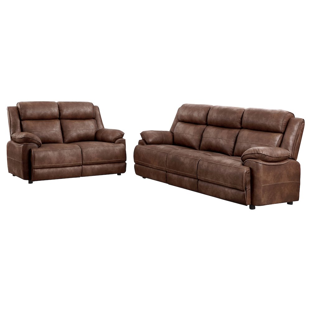 Ellington 2-piece Upholstered Padded Arm Sofa Set Dark Brown. Picture 1