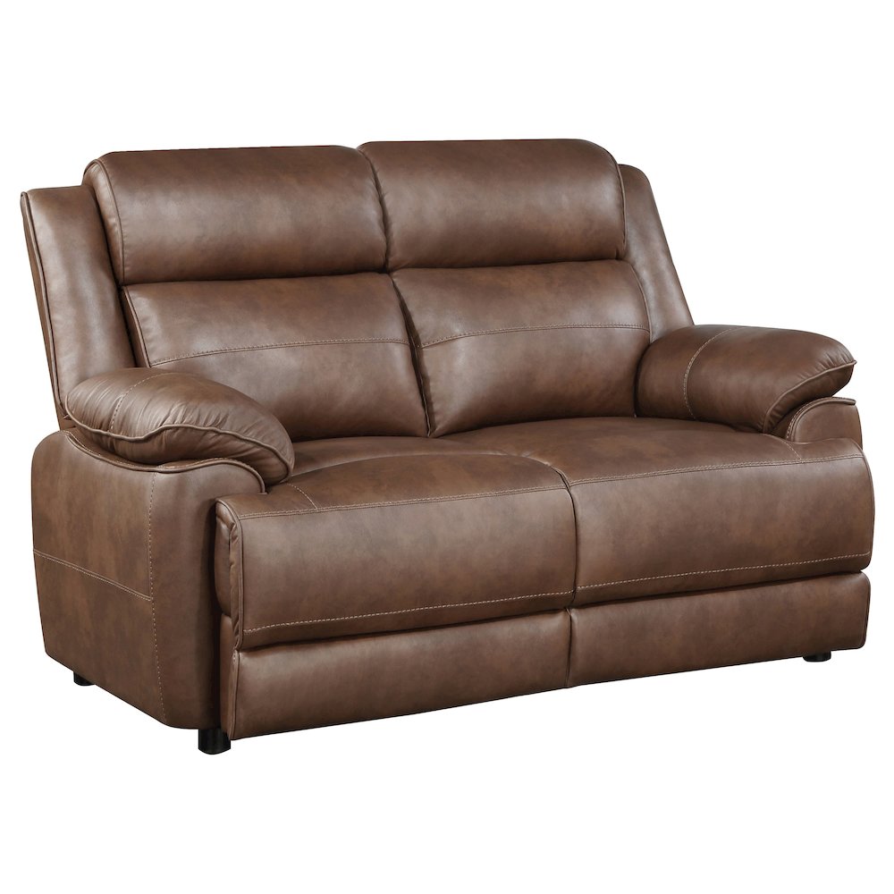 Ellington Upholstered Padded Arm Loveseat Dark Brown. Picture 1