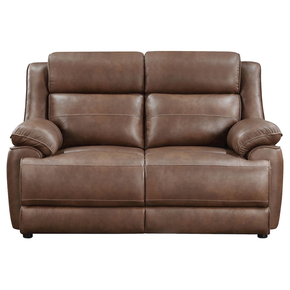 Ellington Upholstered Padded Arm Loveseat Dark Brown. Picture 3