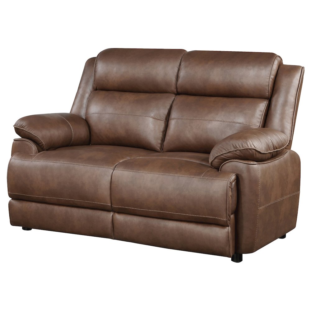 Ellington Upholstered Padded Arm Loveseat Dark Brown. Picture 4