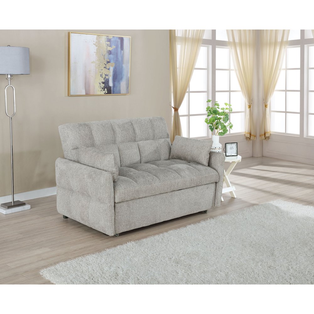 Cotswold Upholstered Convertible Sleeper Sofa Bed Light Grey. Picture 6